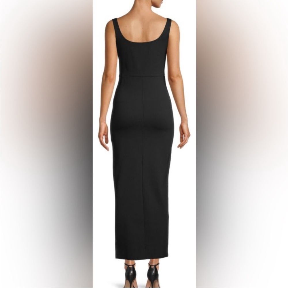 Black Square-Neck Maxi Dress with Front Slit | Small - Picture 3 of 6